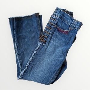 Vintage Y2K Mary-Kate & Ashley Jeans Size 6X Lace-Up Sides Kids 2000s Flare Boho